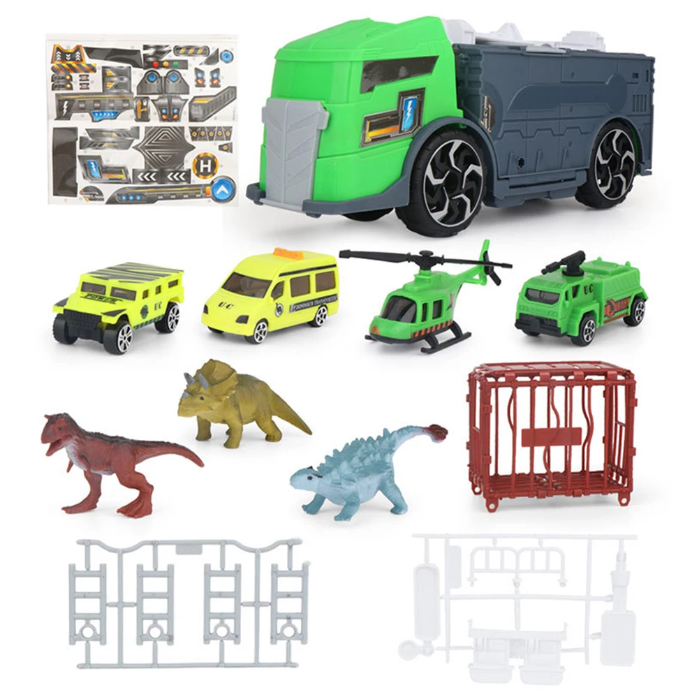

Children's Toy Car Set DIY Dinosaur Portable Storage Container Truck Toy Set Dinosaur Transporter Model Boy Toy