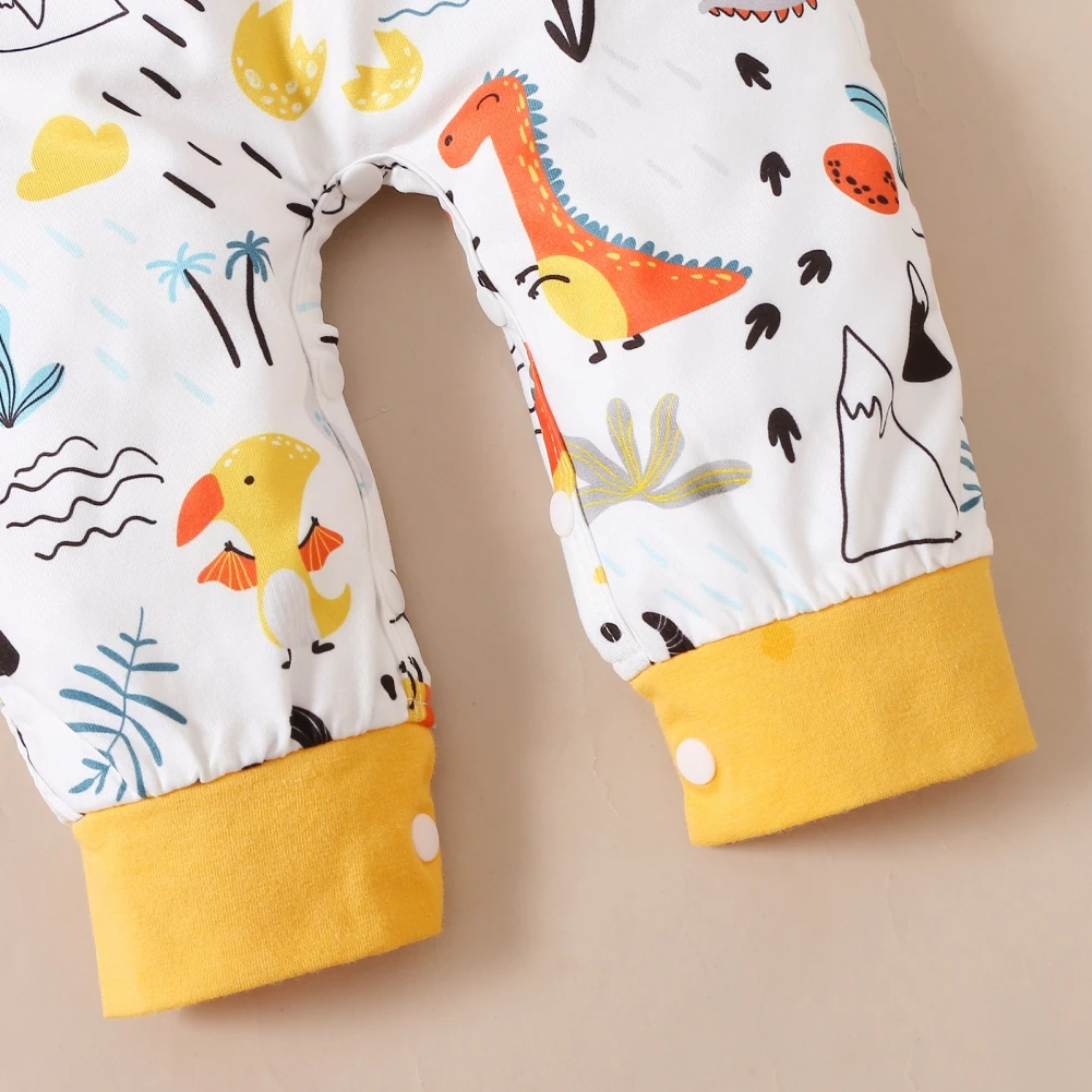 

Baywell Spring Autumn Unisex Baby Rompers Dinosaur Print Long Sleeves 0-2 Years Jumpsuit One Pieces Infant Girl Boy Clothes