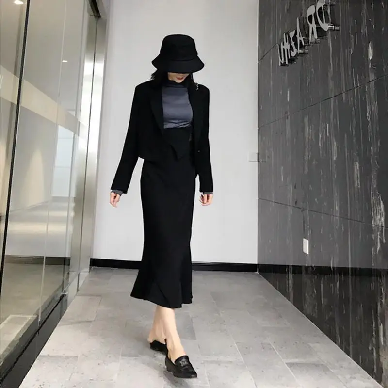 Черный деловой комплект блейзеров для женщин шикарные сплошные блейзеры костюмы