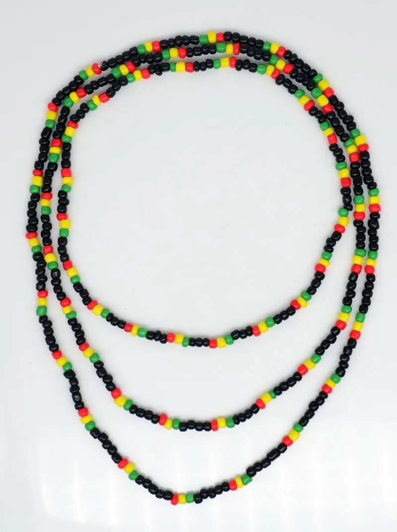 3 в 1 красный желтый зеленый черный стеклянный бисер ожерелье Африка раста регги