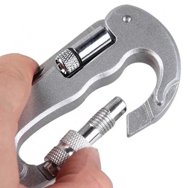 Carabiner Hanging Buckle EDC LED Tool armas de defensa personal Multifunctional Folding Security Self Defense Weapons Knife |