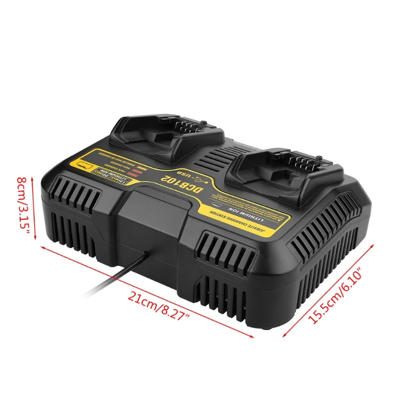 double charging postion with dual usb port dcb102 li ion battery charger for dewalt 12v 14 4v 18v 20v dcb200 dcb201 fast free global shipping