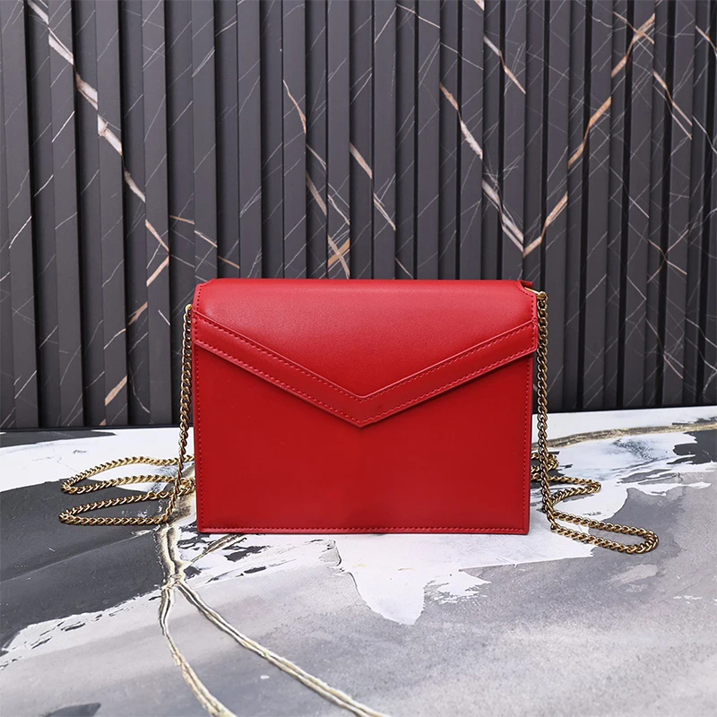 

New Fashionable and exquisite single shoulder bag women's handbag single shoulder bag women's leather pure color chain handbag