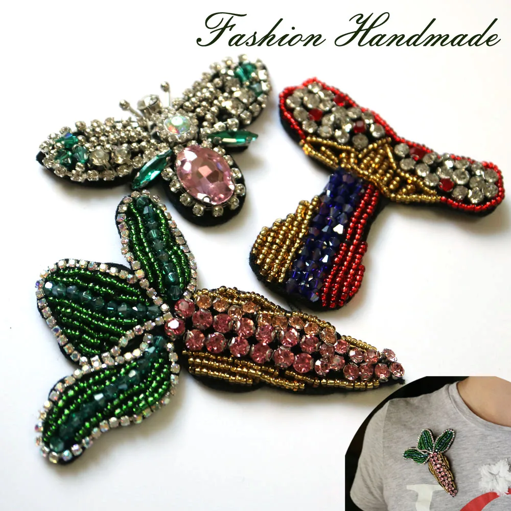 1 шт. вышитые бисером нашивки с надписями для одежды нашивка со стразами