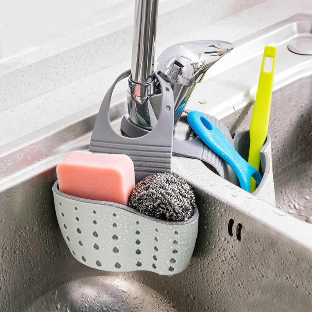 

Hot Selling Kitchen Accessories Holder Faucet Drain Basket, Plastic Kitchenware Storage Sink Drain Basket