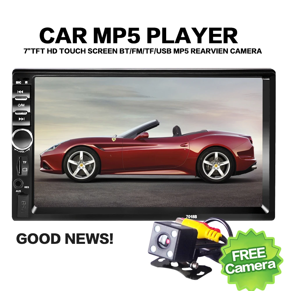 

Autoradio 2 Din Car Radio Mp5 Multimidio Player Coche Recorder Touch Screen Audio Bluetooth Usb with Rear View Camera 7018b