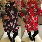 Женское платье с принтом на Хэллоуин, осенне-зимнее рождественское платье, повседневное женское Повседневное платье с длинным рукавом, винтажные Вечерние Платья Миди