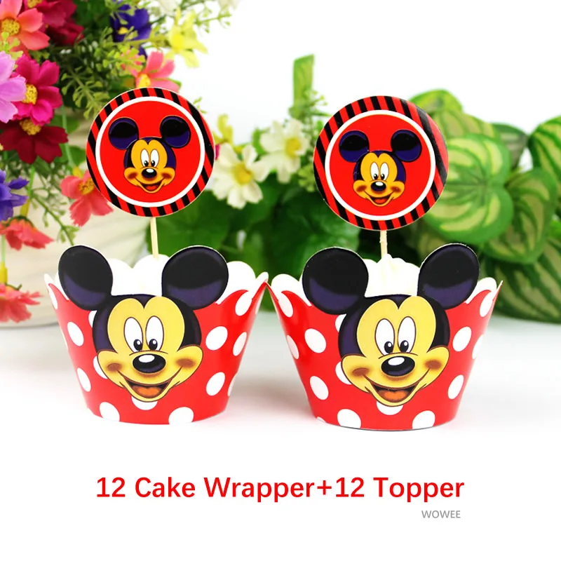 Caker Topper B 10 шт. бумажные стаканчики с Микки Маусом для дня рождения, детские украшения, товары для вечеринки, детские подарки на день рождения с Микки Маусом - Цвет: Caker Topper B