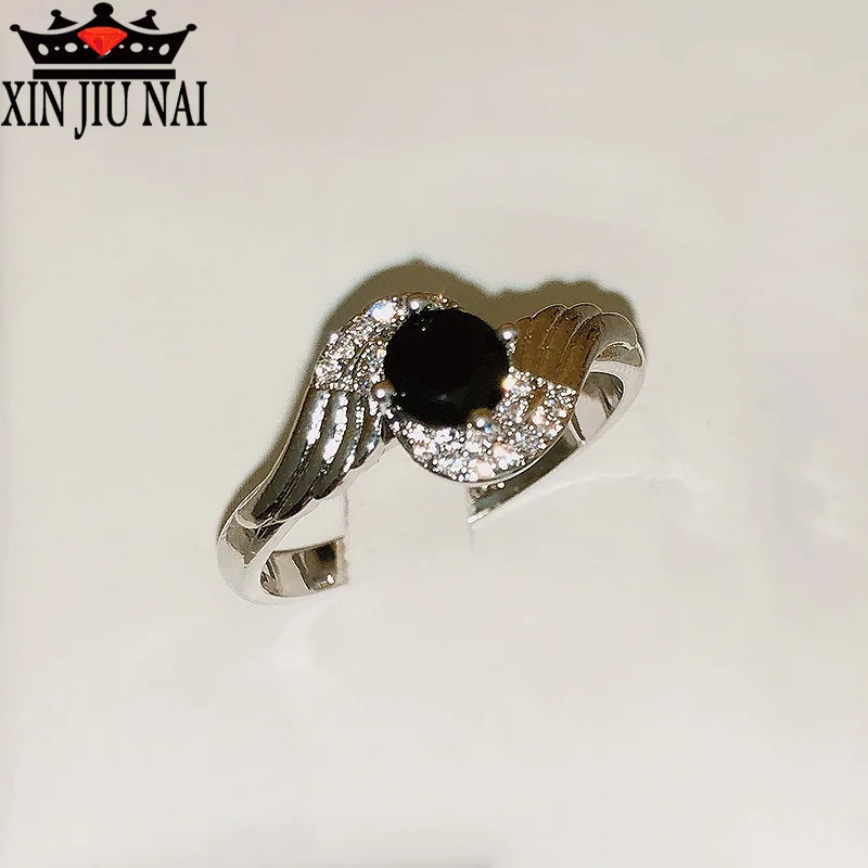 Европейское и американское новое кольцо с черным цирконием модное простое