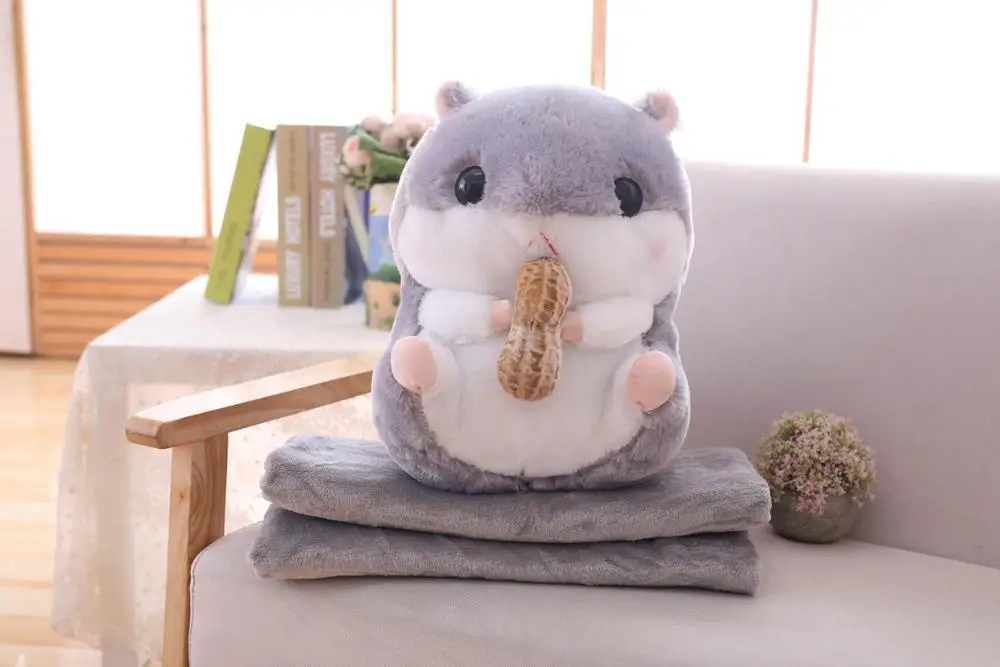 As picture Прямая поставка Peluches хомяк плюшевые животные мягкая игрушка хомячок с покрывалом Подушка 3 в 1 Набор для детей - Цвет: As picture