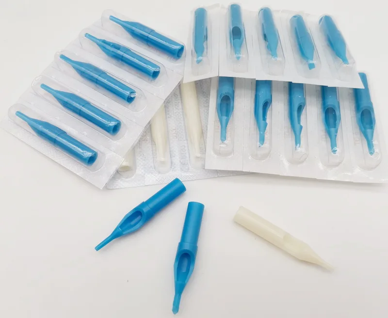 

300Pcs R,,D Pro Assorted Size Plastic Disposable Tattoo Tips Short White Blue Tattoo Needles Tips Nozzles Supply