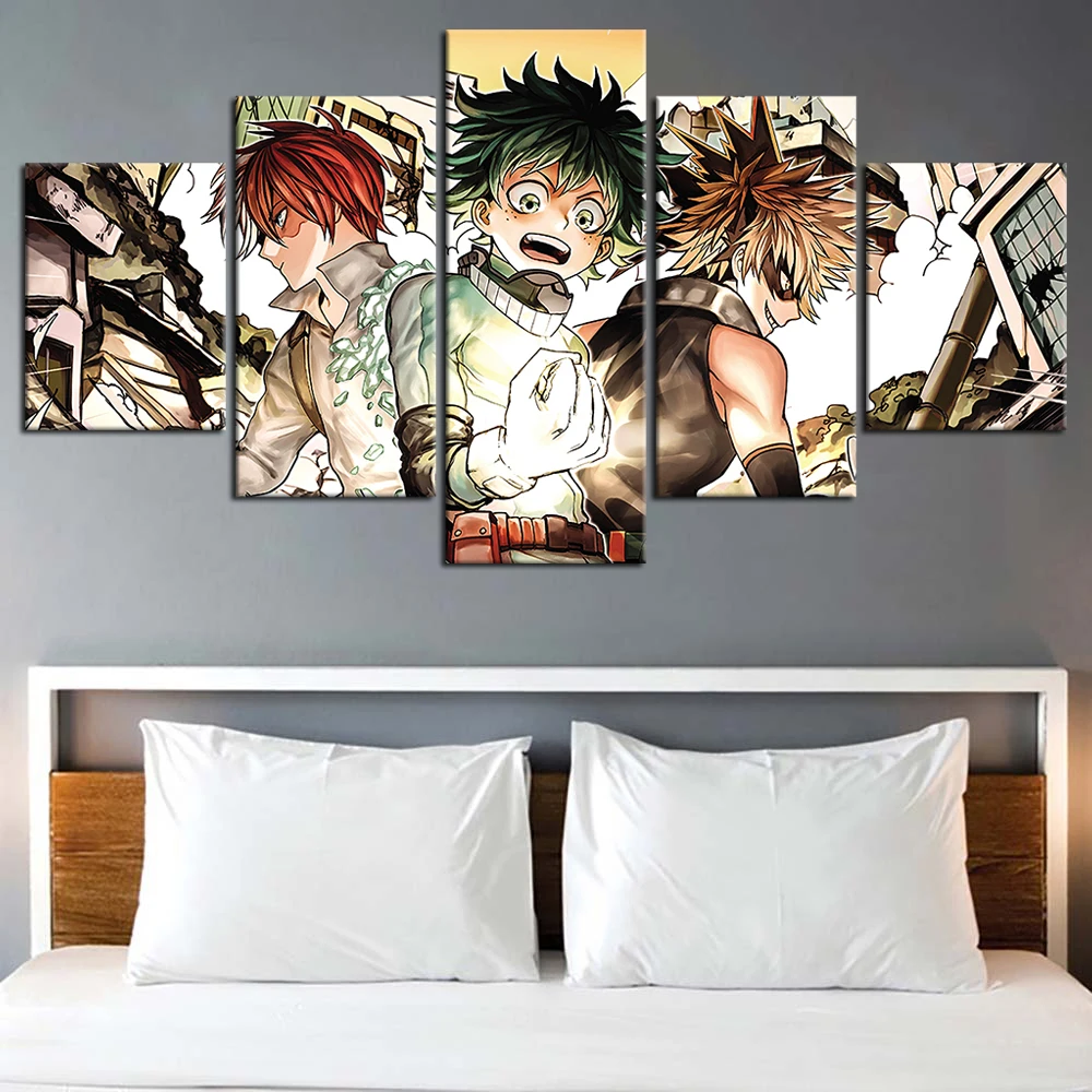 

5 Pieces My Hero Academia Anime Painting Wall Stickers HD Wallpaper Canvas Art Room Decor Wall Stickers Murals Background Decor