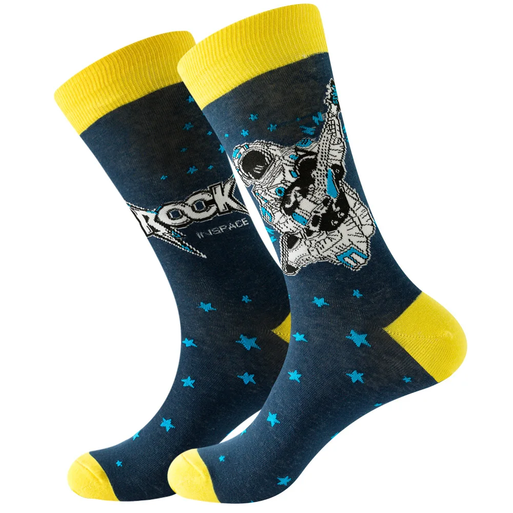 

Personality Hip Hop FashionMen Socks Breathable Antiskid High Quality Trend Crew Funny Socks Universe Aliens Cartoon Socks