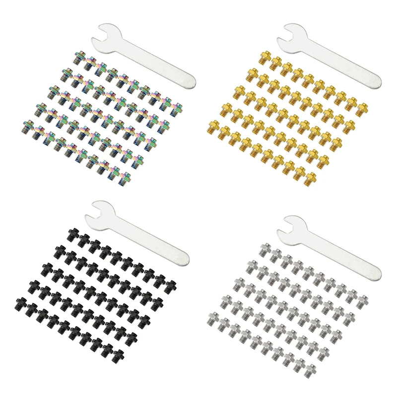 

50PCS M4 Bike Pedal Studs Bolts Ultralight Titanium Alloy Non-Ski Screws Bicycle Pedal Pin Nail MTB Road Bike Parts