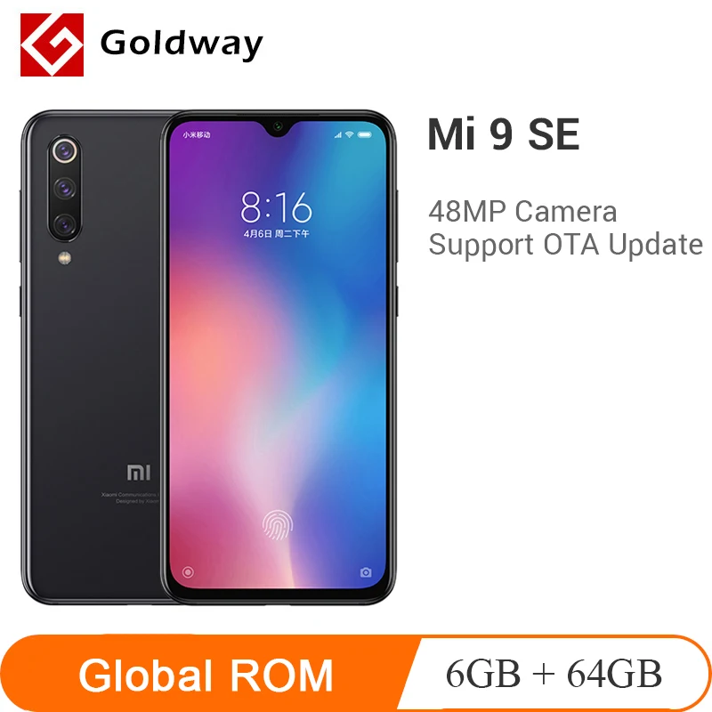 Мобильный телефон с глобальной ПЗУ Xiaomi mi 9 SE, 6 ГБ, 64 ГБ, mi 9 SE, Восьмиядерный процессор Snapdragon 712, полноэкранный экран 5,97 МП, тройная камера заднего вида