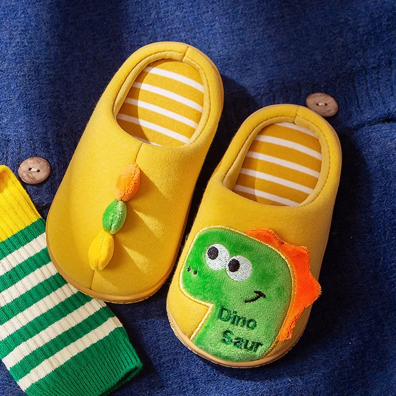 

Weixinbuy Winter Kids Boys Girls House ShoesChildren Cartoon Dinosaur Slippers Autumn Cotton Slippers