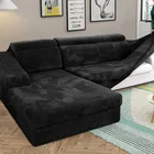 Бархатный плюшевый утолщенный чехол для дивана, универсальный эластичный чехол для секционного дивана для гостиной, L-образный угловой шезлонг