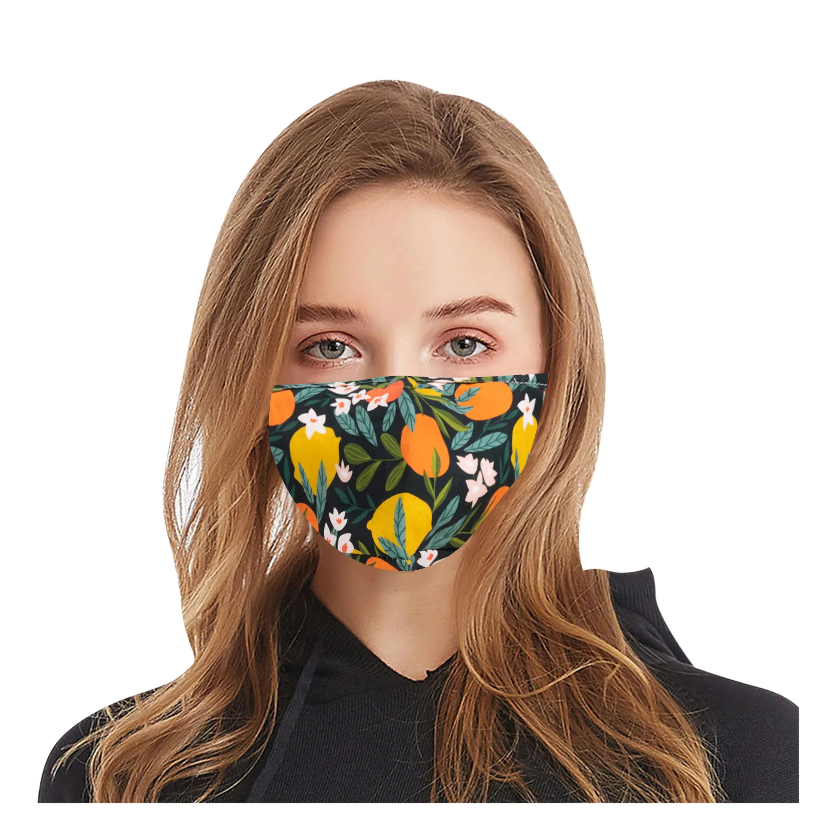 

1pc Mask For Face Adult Woman Man Fruit Print Mask Adjustable Washable Reusable Safet Protective Haze Mouth Masks Can Put Filter