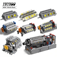 moc high tech v8 16 cylinder engine unit v6 v8 v12 w12 v16 w16 engine building block bricks kits model parts children diy toys