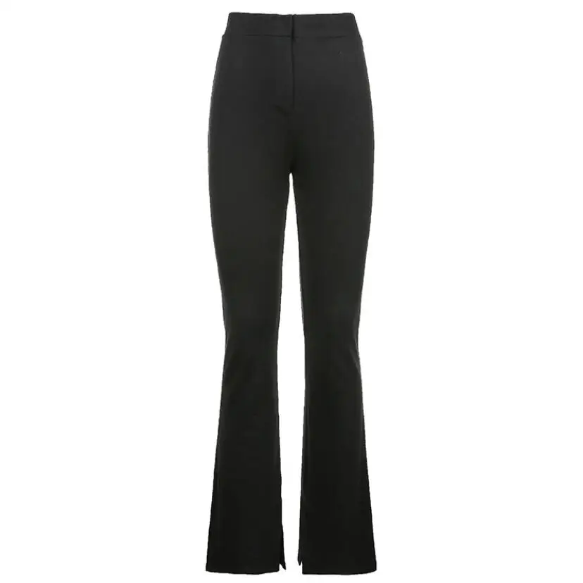 

Flare Pants for Women High Waist Side Split Hem Casual Sports Wear Office Lady Elegant Long Pants
