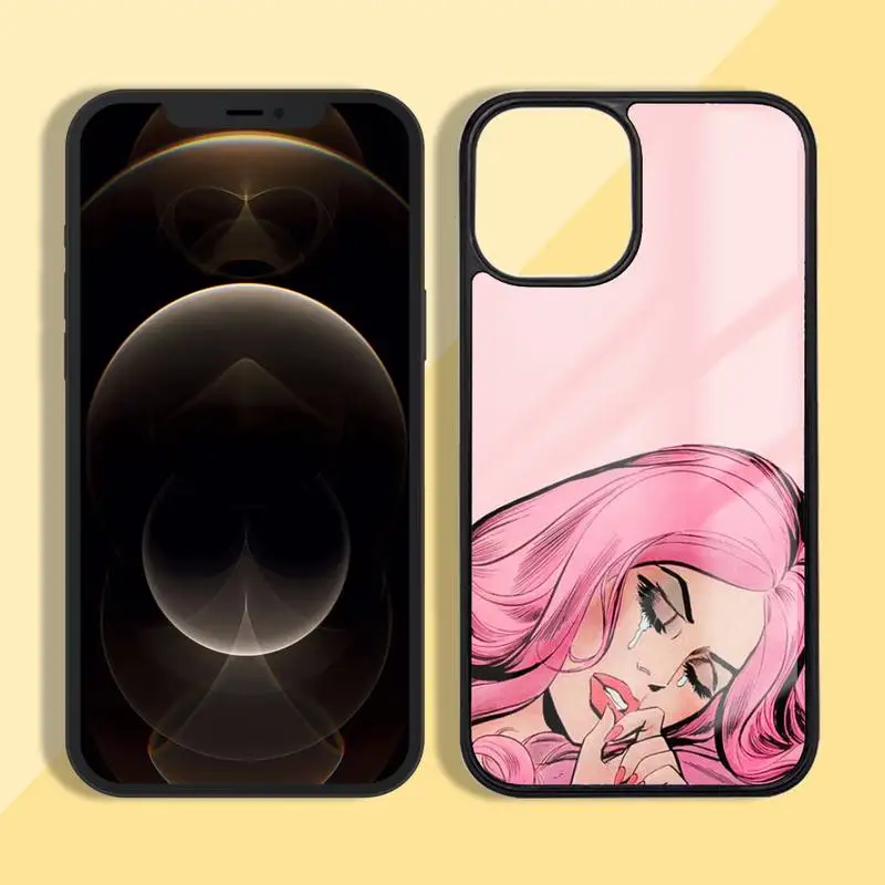 

Crying Comic Girl Painting Pop Phone Case Silicone TPU+PC For iPhone 11 12 mini Pro MAX 5 6 7 8 Plus Samsung Note20 10 Plus S7 8