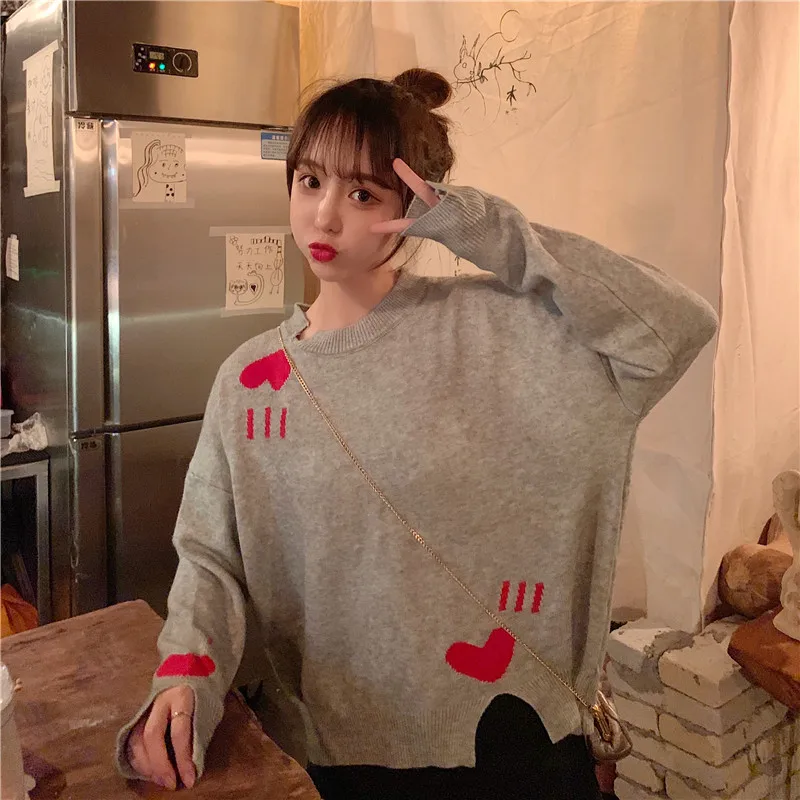 

Women's Clothing sweet print o-neck full computer knitted Korean style Spring and autumn ladies tops high quality Sweaters hot