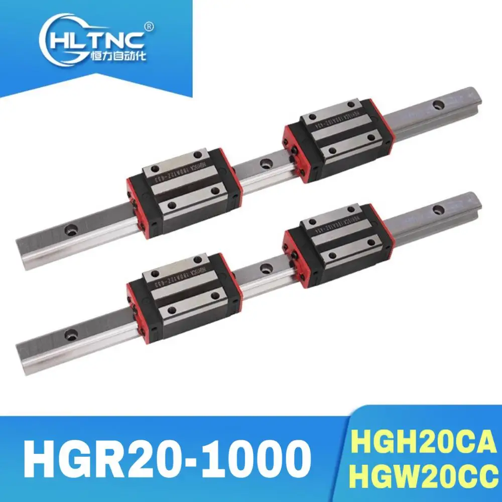 

20 мм линейные направляющие HGH20 1000 мм 2 шт. + линейный рельсовый блок HGH20CA /HGW20CC 4 шт. для маршрутизатора с ЧПУ