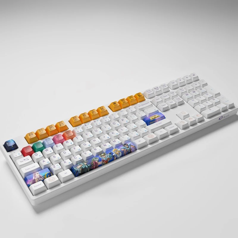 New AKKO 3108V2 Saint Seiya game keyboard Japanese animation style 108 key white wired mechanical gaming keyboard for boy
