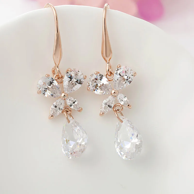 

Floralbride Fashion Jewelry Anti-allergic Simulated Pearls Hook Earrings Charm Drop Earrings Women Rose Gold Color Earrings