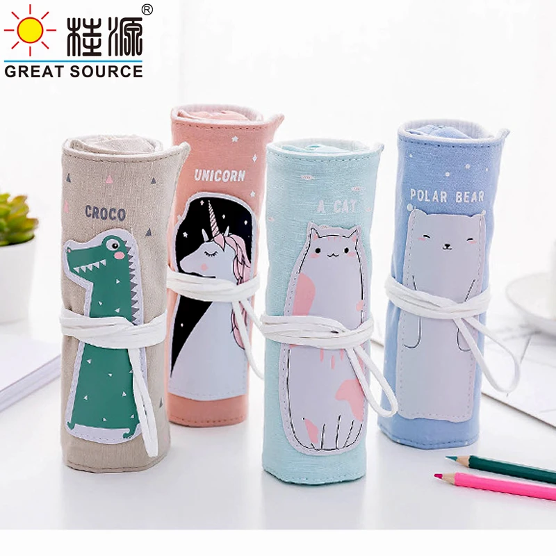 Roll Pencil Case Linen Pencil Bag Roll Pocket Protector Pen Insert Big Space Makeup Brush Pencil Bag Roll(25PCS)