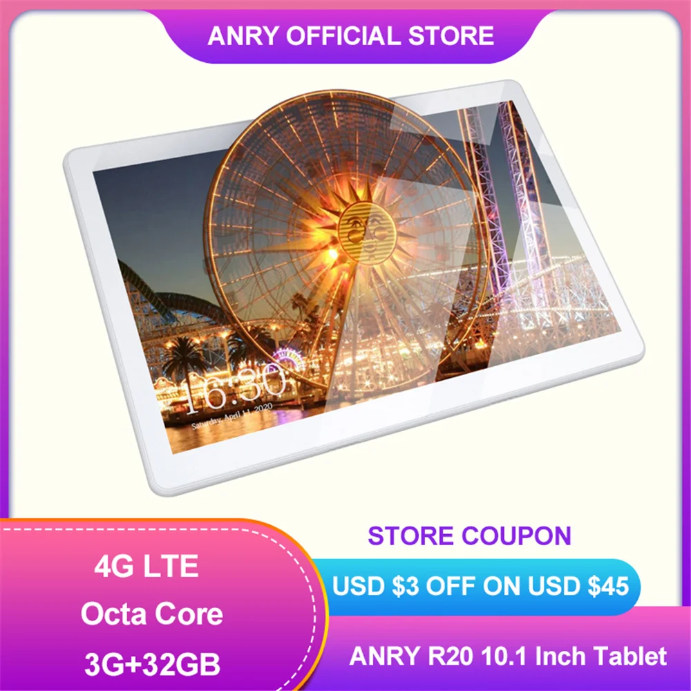 Планшет ANRY 10 1 дюйма 2 + 32 ГБ Sim карты Android 8 Wi Fi GPS BT|Планшеты| |