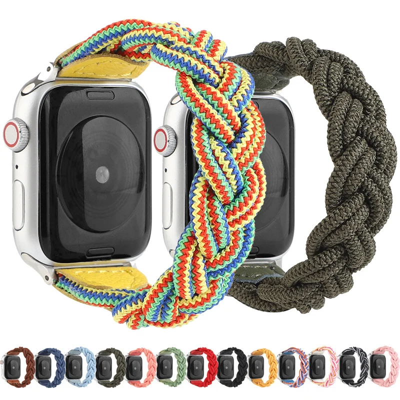 

Nylon Woven Elastic Watch band For Apple Watch 6 5 4 3 SE 40mm 44mm Braided Loop wrist bracelet for iwatch series 38mm 42mm