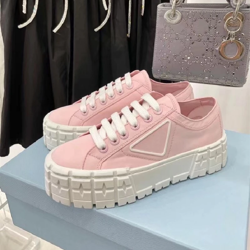 

Canvas Leather Platforms White Shoes Women Chunky Sneakers Fashion Designer Luxury Brand Logo Platform Shoes Choussure Femme