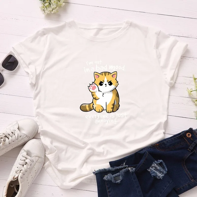 Футболка женская хлопковая с коротким рукавом модная повседневная Свободная