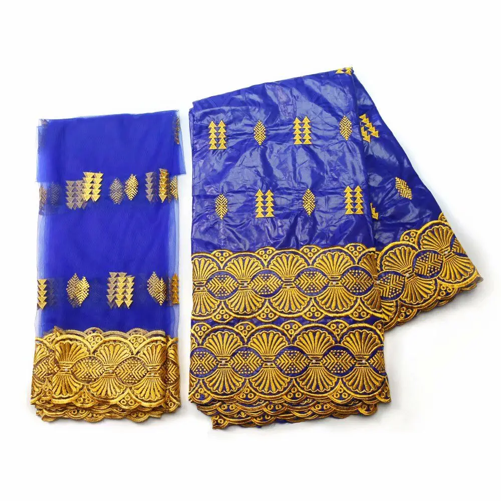 

2021 New Arrival African Bazin Riche Fabric With Stones Embroidery Nigerian French Net Lace Fabric For Wedding Party