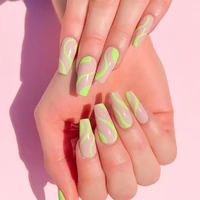 24pcs wave series fake nails full cover fake nails glue diy manicure nail art tools