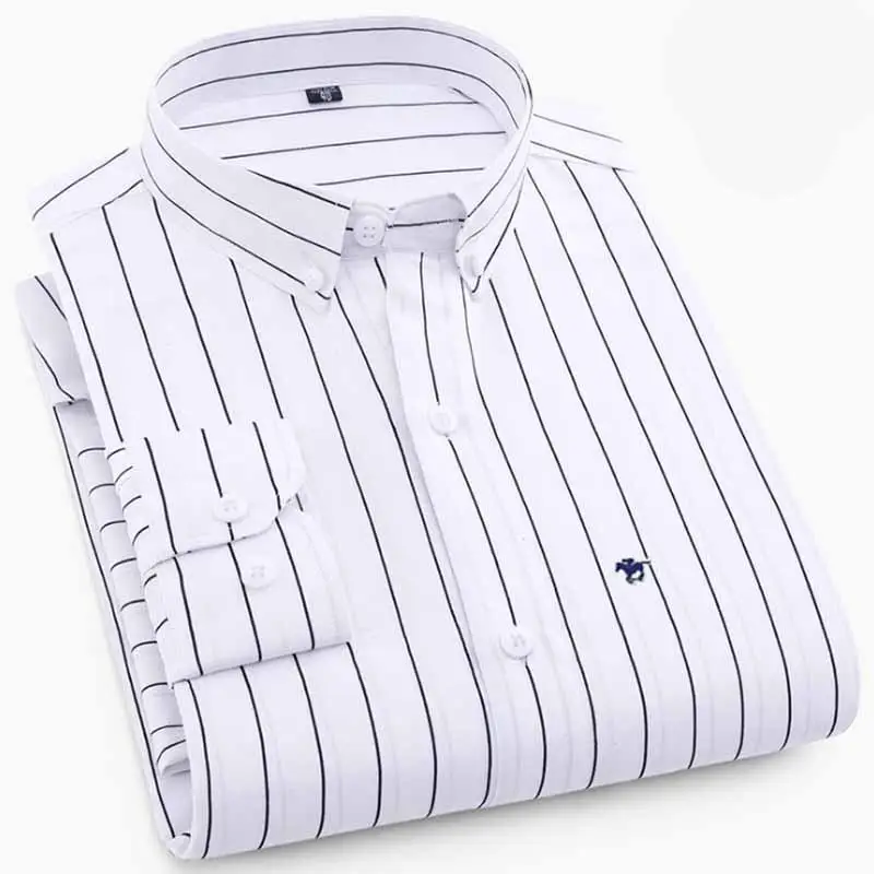 Хорошее качество 2019 новые мужские оксфордские рубашки с длинными рукавами