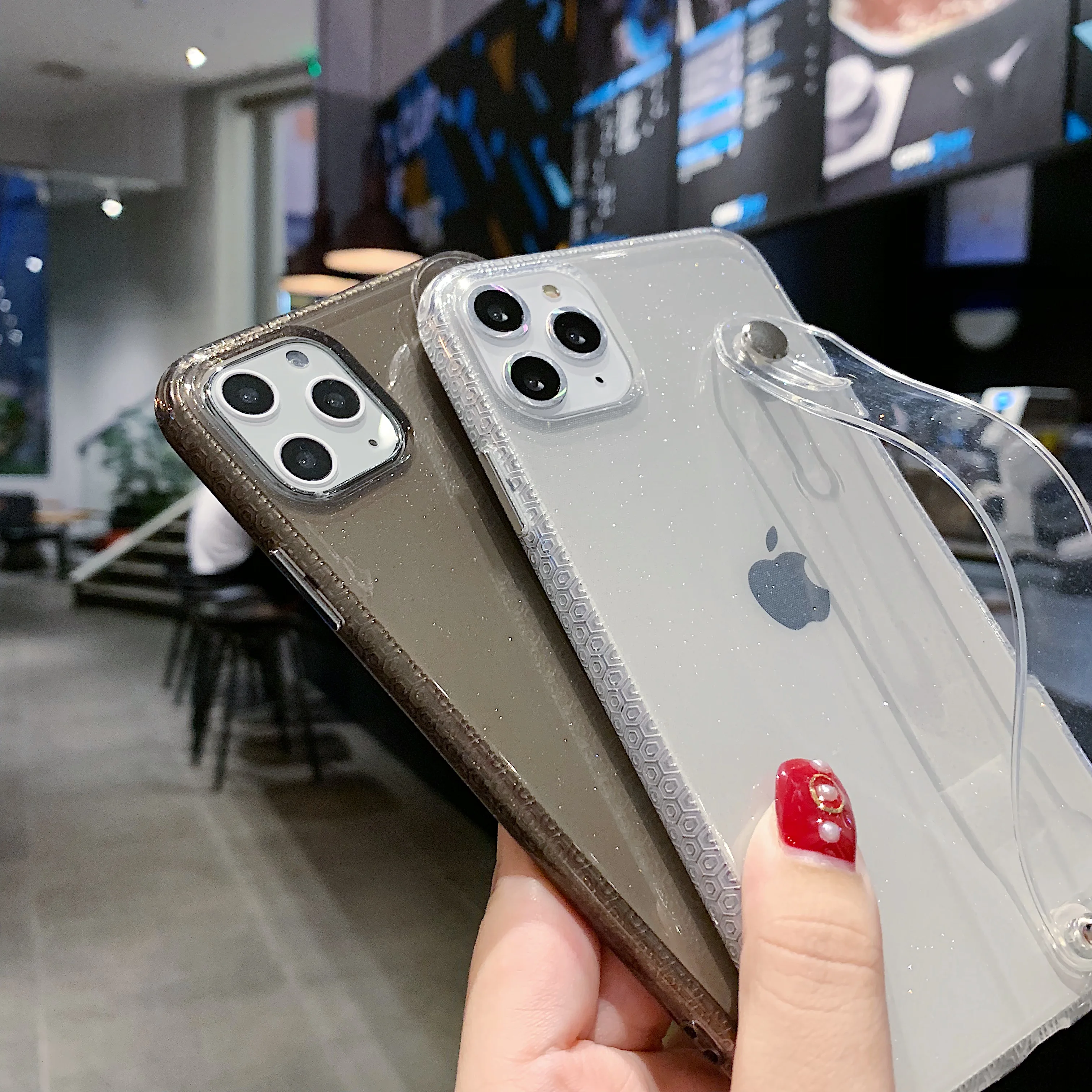 Блестящий держатель для пудры чехол телефона iPhone 11 X XR XS Max 6 6S 7 8 Plus прозрачный