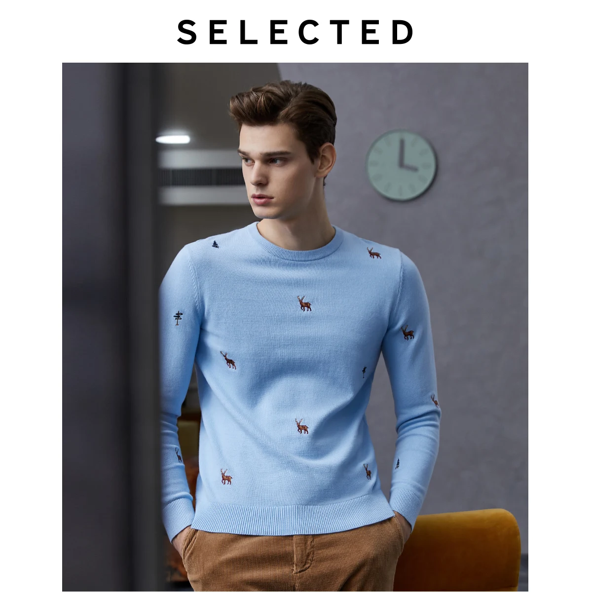 

SELECTED Men's Autumn Sweater 100% Cotton Pullover Clothes Embroidered Knit S | 419424527
