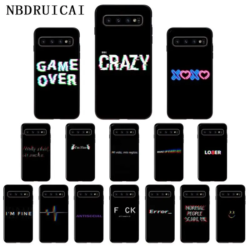 NBDRUICAI чехол для телефона с черным текстом на черном фоне Samsung S9 plus S5 S6 edge S7 S8 S10 E