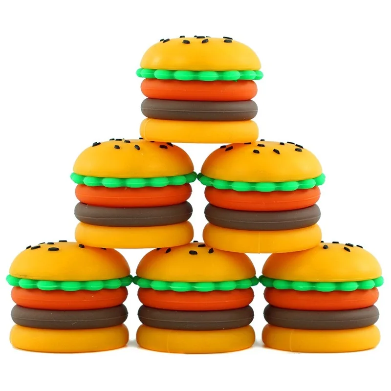 

Creative Hamburger Design 5ml Nonstick Silicone Container Storage Box Tobacco Container Storage Box for Oil Wax Jar Dab Jar