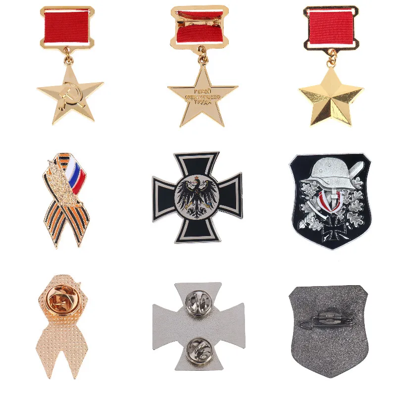 러시아 소련 배지 옷깃 핀 배지 메달 기념품 컬렉션 CCCP 작업 노동 스타 빈티지 독일 Wehrmacht Shield Badge