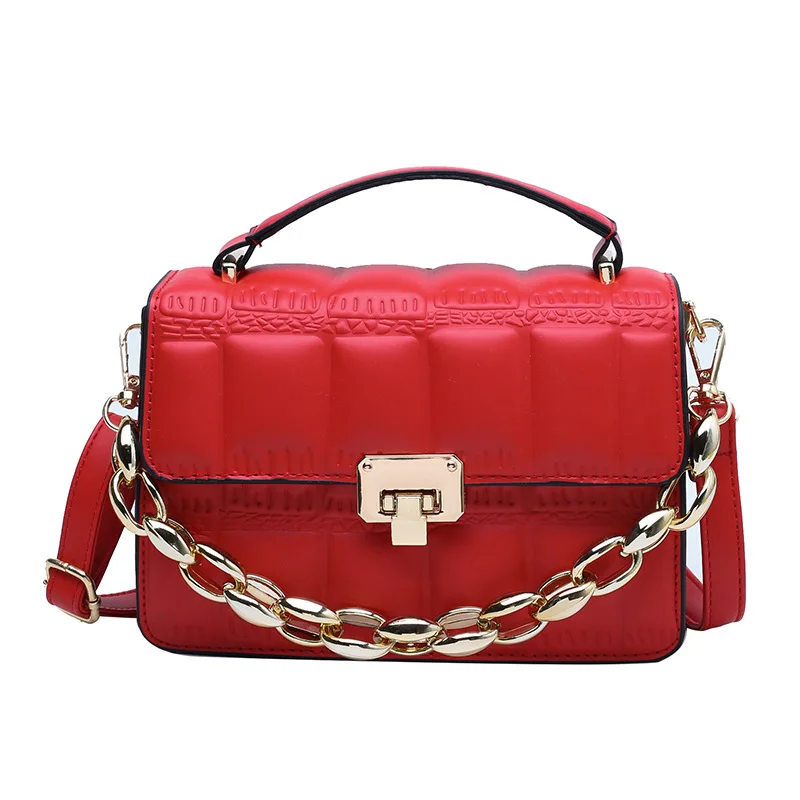 

2021 New Arrivals Women's Cross Body Bag For Female PU Leather Beancurd Cube Shape Hardware Hook Design Simple Fashion Style Bag