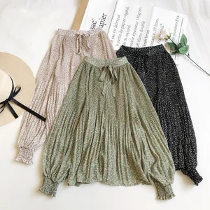 Повседневная Свободная Женская блузка с цветочным принтом, Весенняя плиссированная блузка, женская шифоновая блузка с оборками, топы