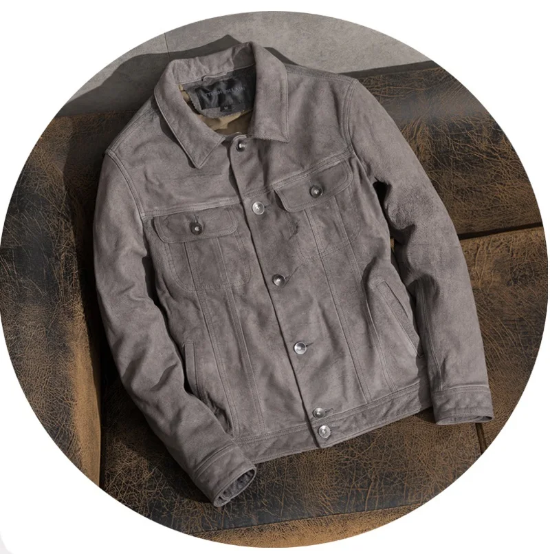 Бесплатная доставка Брендовое матовое пальто из воловьей кожи мужская куртка 100%