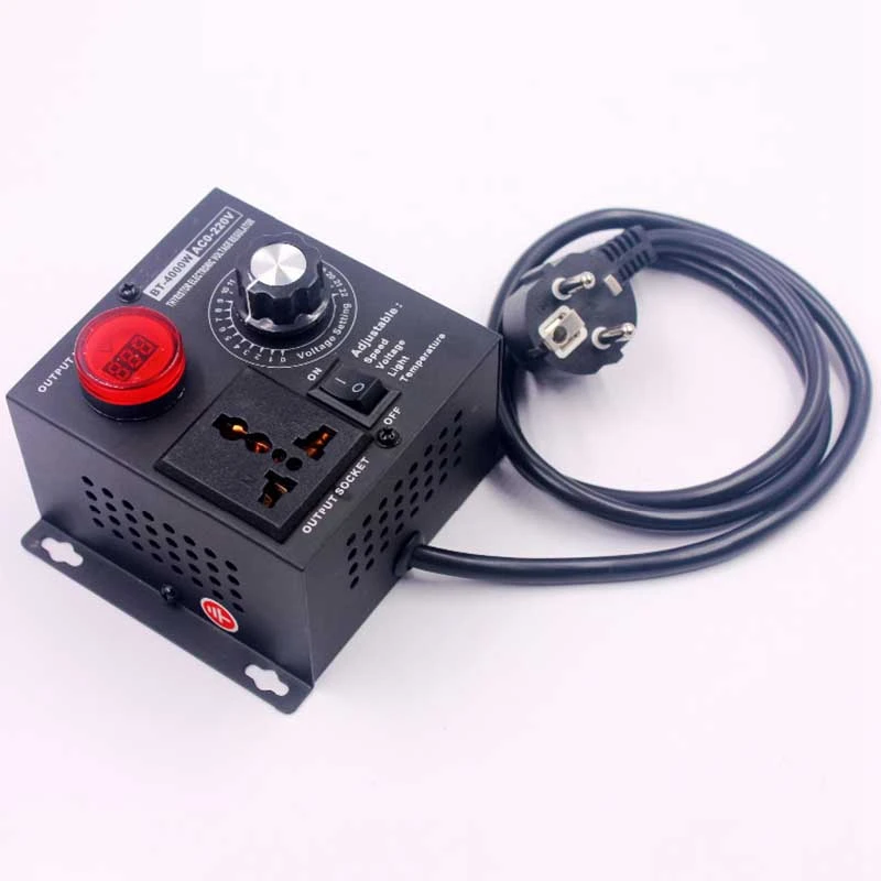 Ac220V 4000W Scr Electronic Voltage Regulator Temperature Motor Fan Speed Controller Dimmer Electric Tool Adjustable Eu Plug |