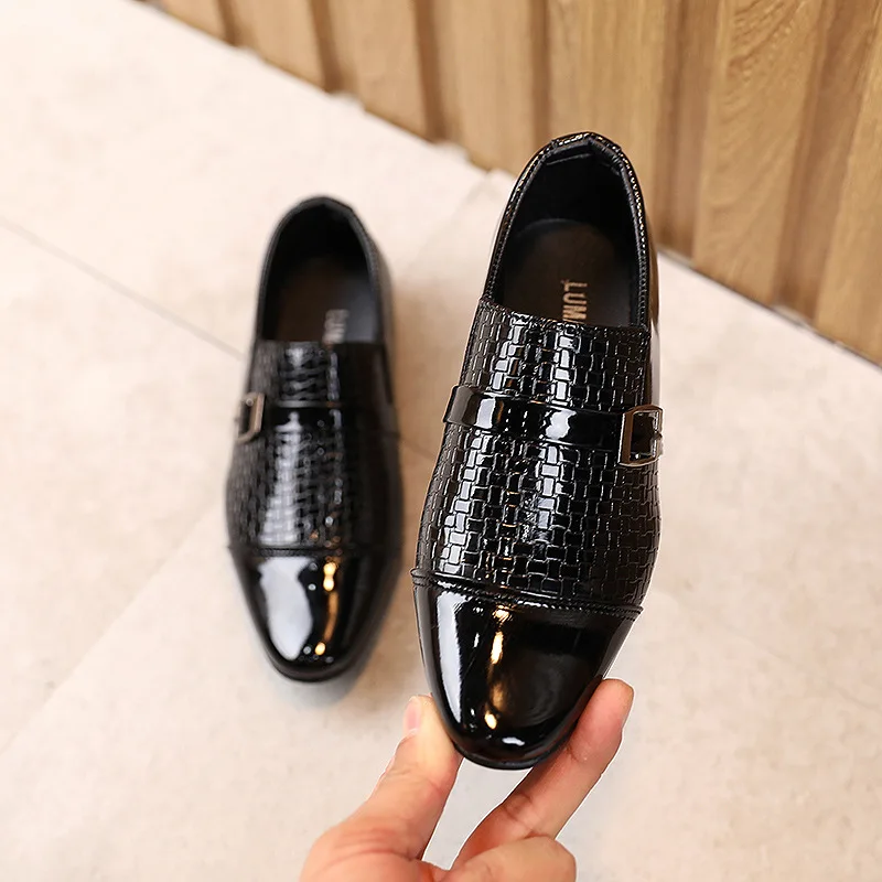 

Boys Formal Dress Shoes British Style Fashion Dance performance show shoes Black White 2020 Autumn Children Student Single Shoes