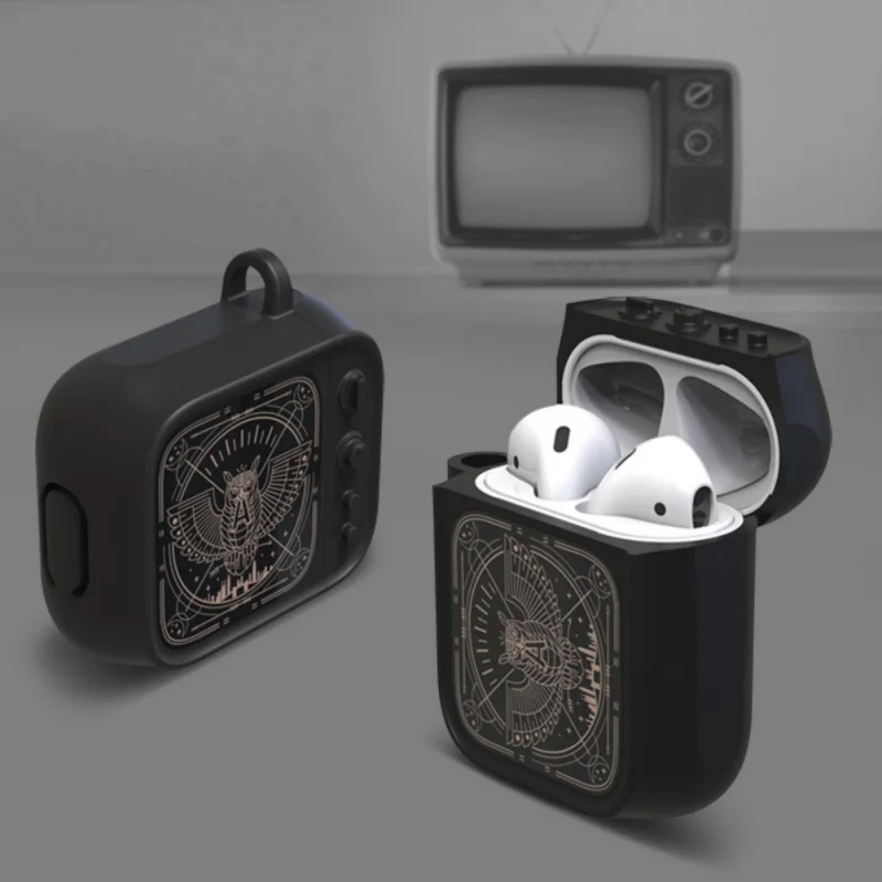 Защитный чехол для AirPods 2/1 защита от падения в форме телевизора портативная