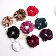 Soft Velvet Hair Scrunchies Elastic Hair Rope Ties Solid Color Ponytail Holder Women Headwear Red White Pink Hair Accessories (1)