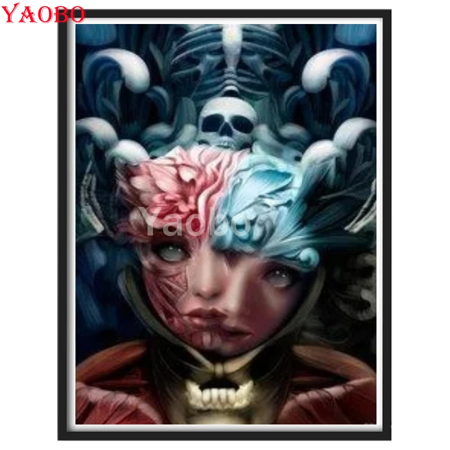 

Horror Skull Woman diamond painting,full,square,round diamond embroidery mosaic kits diy handwork puzzle diamant Gothic Lady